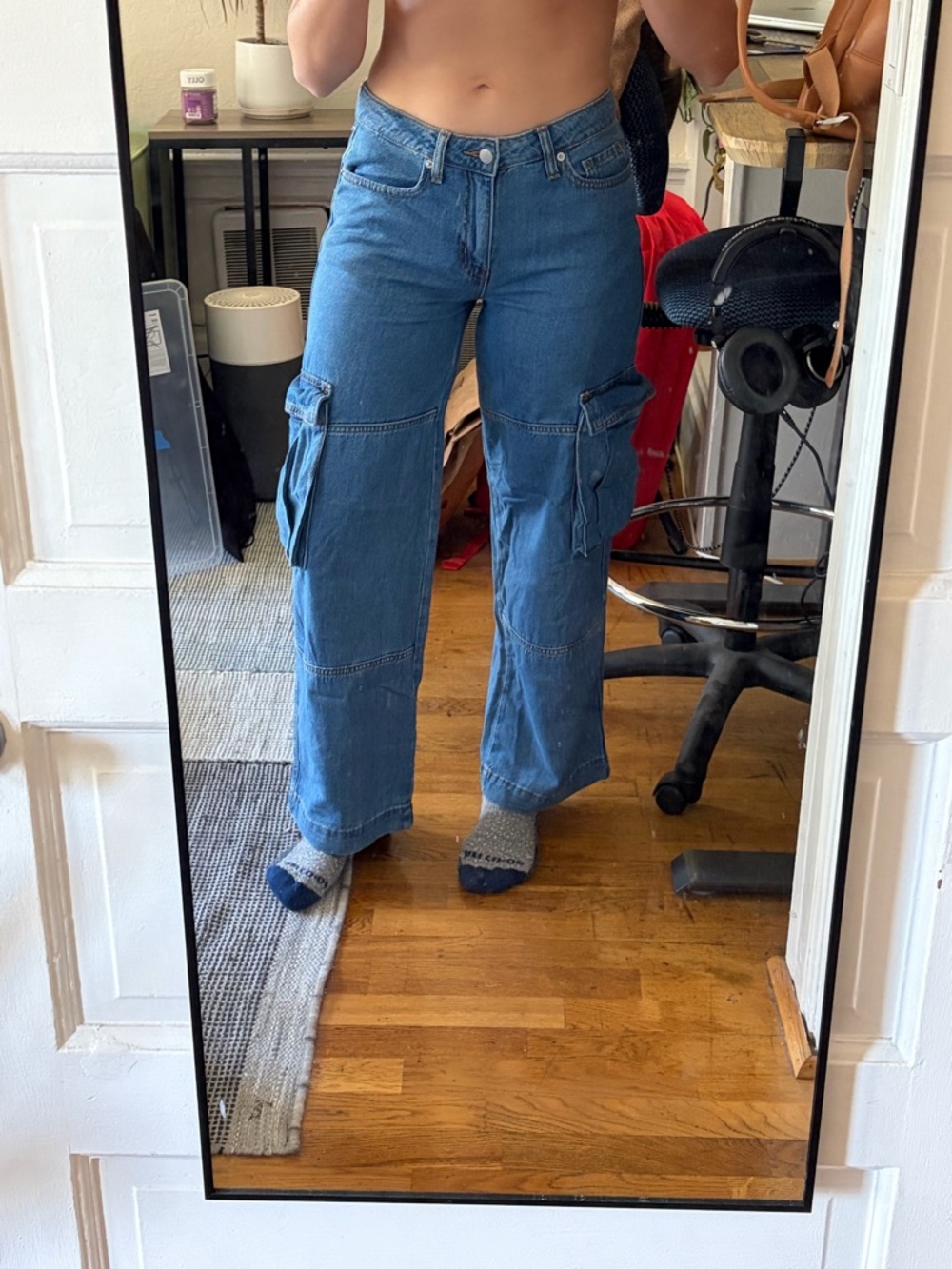 wild fable Blue Cargo Wide-Leg Jeans